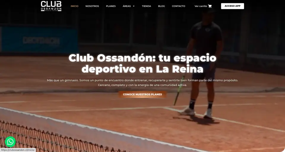 Proyecto de Web deportiva para Club Ossandón desarrollado por Go Creative